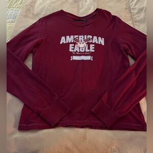 American Eagle Red Long Sleeve Shirt